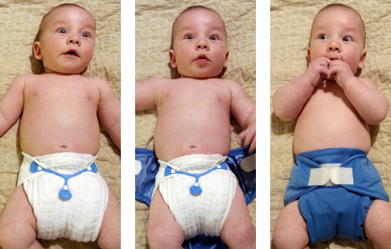 Cloth diapers on baby